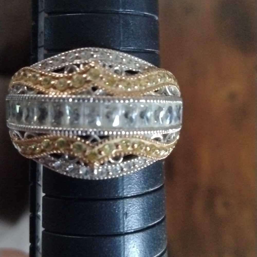Vintage: Verragio by Diamonique Two Tone Gold and Silver CZ Ring